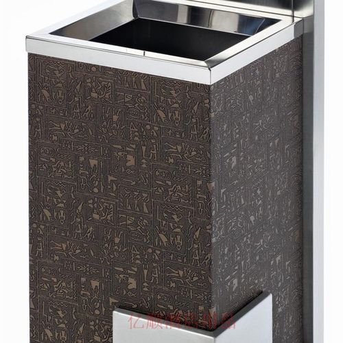 高档带烟灰缸中式烟灰桶 皮革大厅立式果皮桶 酒店垃圾桶大堂