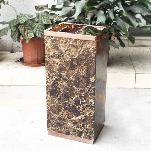 不锈钢大理石垃圾桶  酒店宾馆大堂立式垃圾桶带烟灰缸钛金垃圾桶