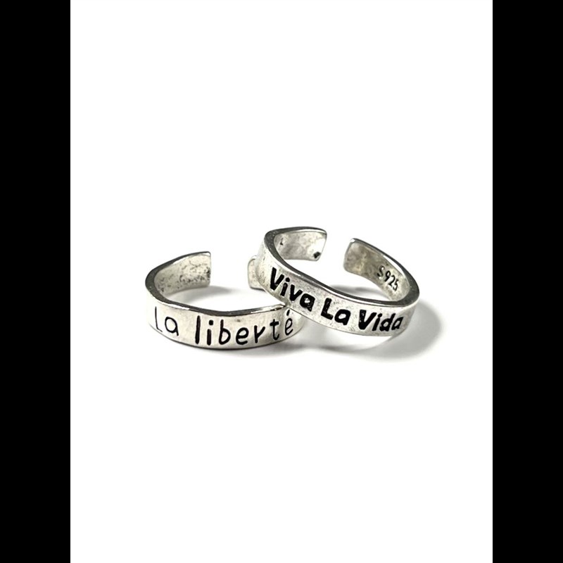 Viva La Vida人q生万岁/ La libert自由戒指可调节复古对戒