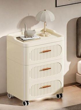 新款床头柜简小型奶油风塑五料卧室收纳VPJ柜床约边易简置物架斗