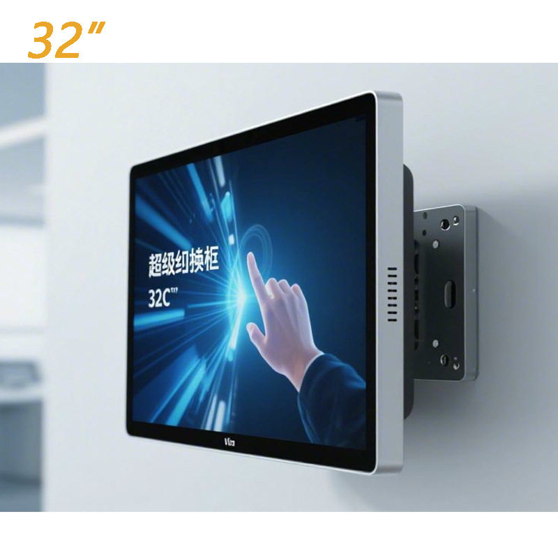 32寸壁挂电容触摸屏工控电脑一体机/工业级window 嵌入/吊挂深圳