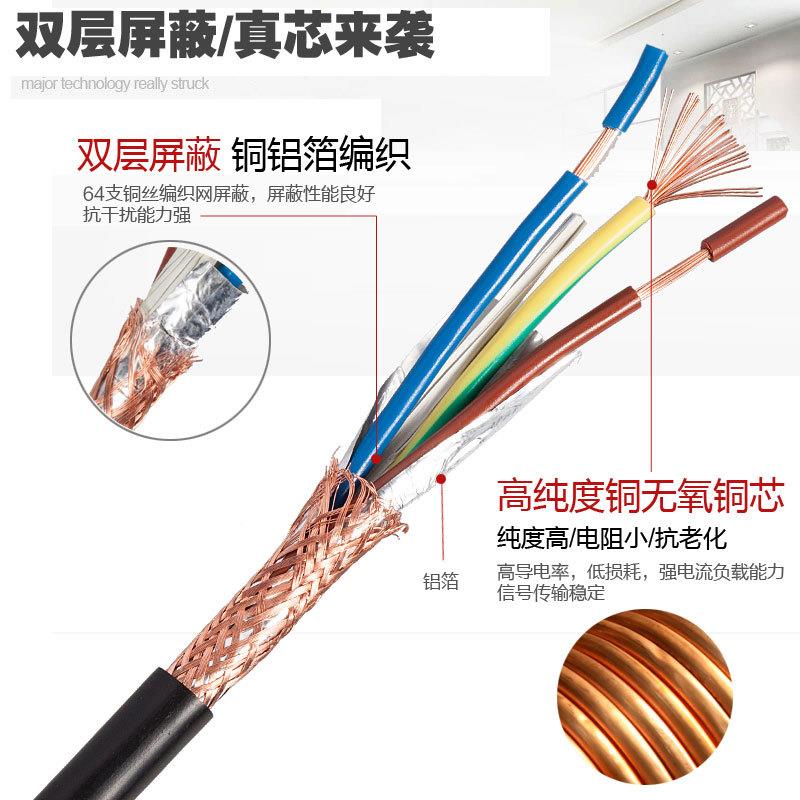 人电线RVVP*0信.RVVP3*075铜民芯屏蔽软护套线监控电源线3号线国