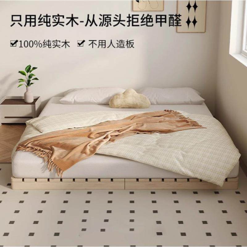 实木榻床日式榻米板床落卧地式出租房儿童折叠床双人骨架室124木