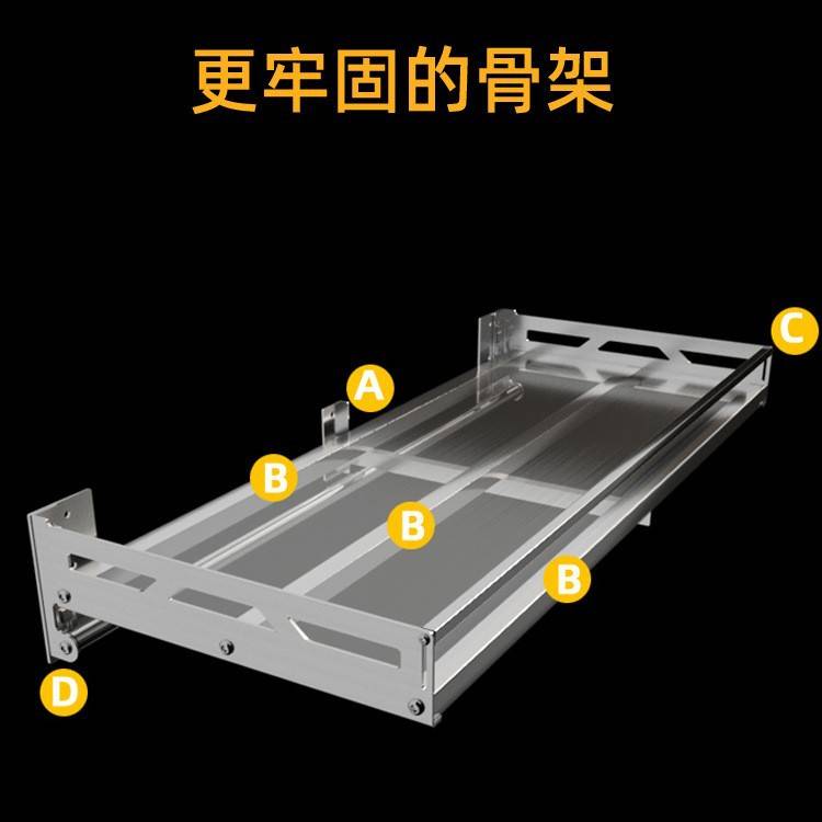 免打孔家用黑色不锈钢厨房微波炉收纳置物架墙上壁挂式烤箱支架子