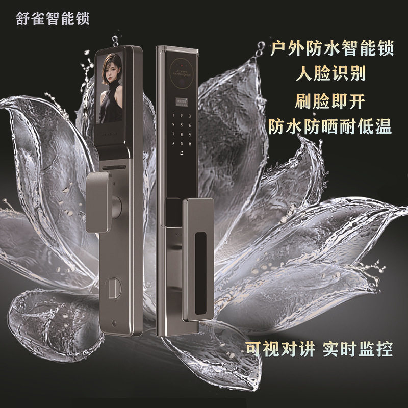 新款人脸识别户外防水防冻智能锁防晒耐低温户外密码锁全自动指纹