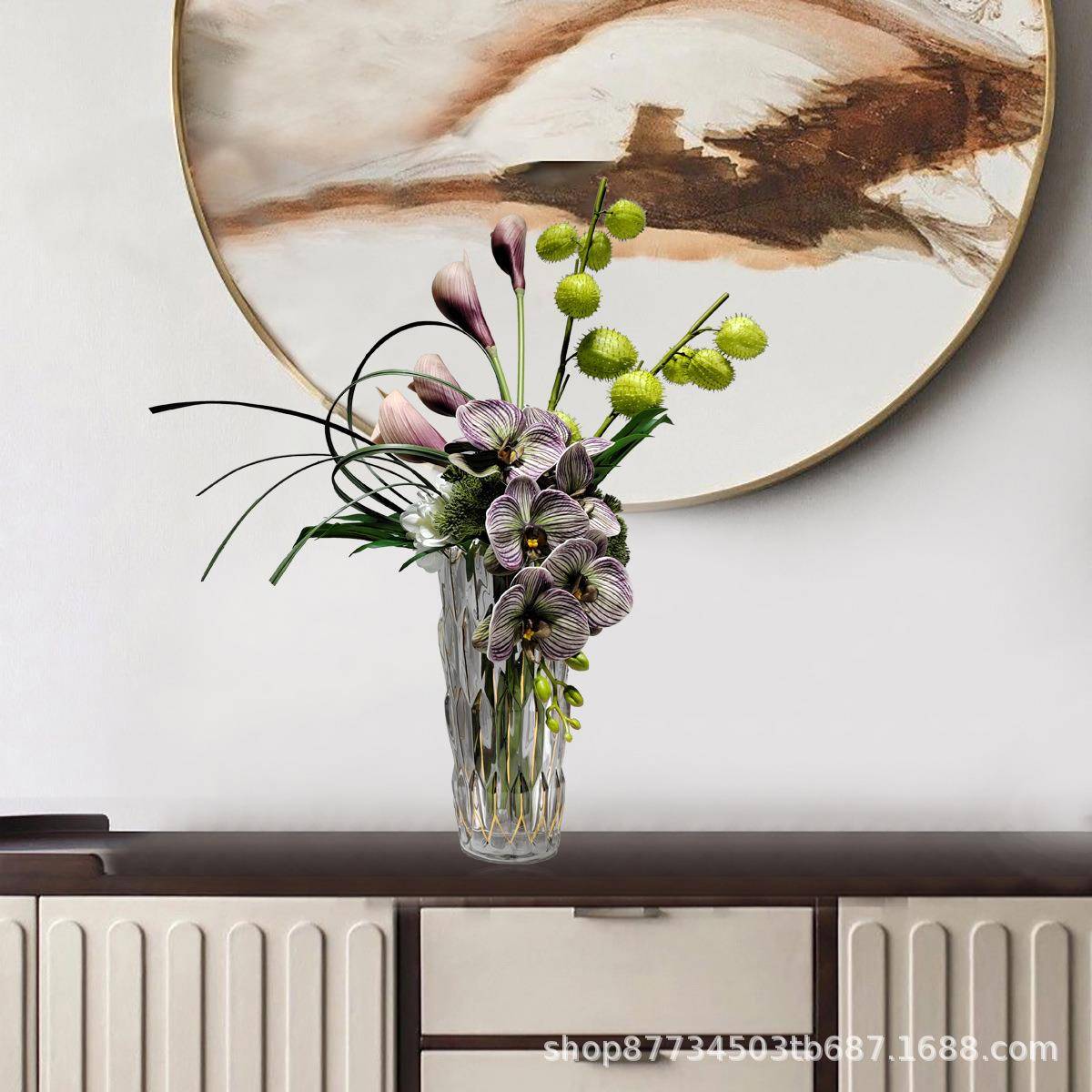 1010端轻奢花艺摆件花客厅桌面紫高色真假花仿摆设样板房间售楼处