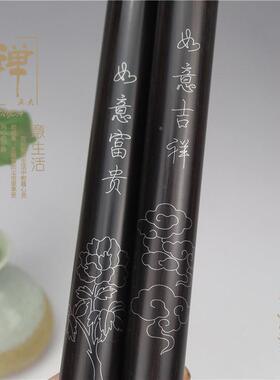 大BFB大号黑檀木20克拔口实香管木雕刻长款线香筒香木正质盒点香