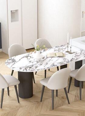 岩板式法半圆岛台OLL奢餐桌一体家小户型轻现用代简约意式新款餐