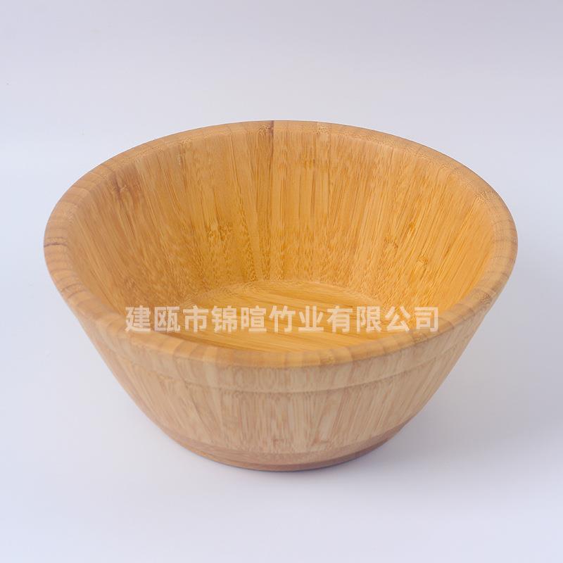 家用竹制沙拉碗圆形果楠竹竖拼沙拉碗竹木制创意竹碗饭碗水果盆家