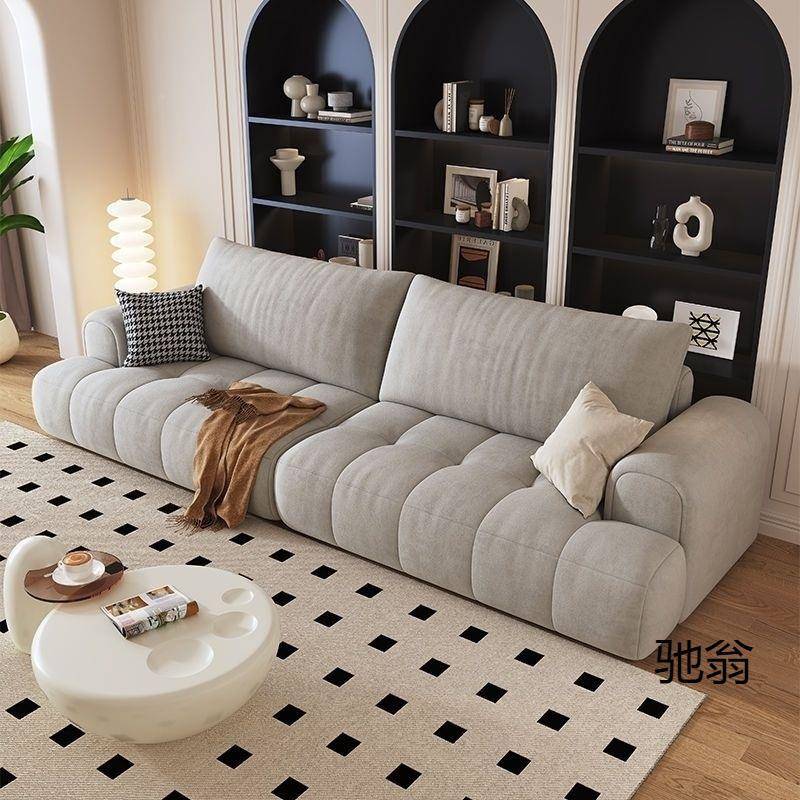 FZD奶油风泡小棉花糖客猫抓布沙发厅户型直排芙三人位云朵科技布