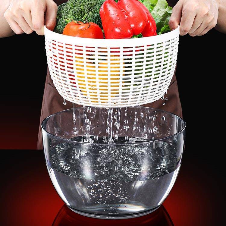 德F97HMSH5国蔬菜沙脱水器拉沙律手青菜水果甩机动手摇旋转沥干水