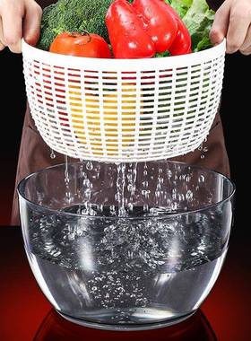 德F97HMSH5国蔬菜沙脱水器拉沙律手青菜水果甩机动手摇旋转沥干水