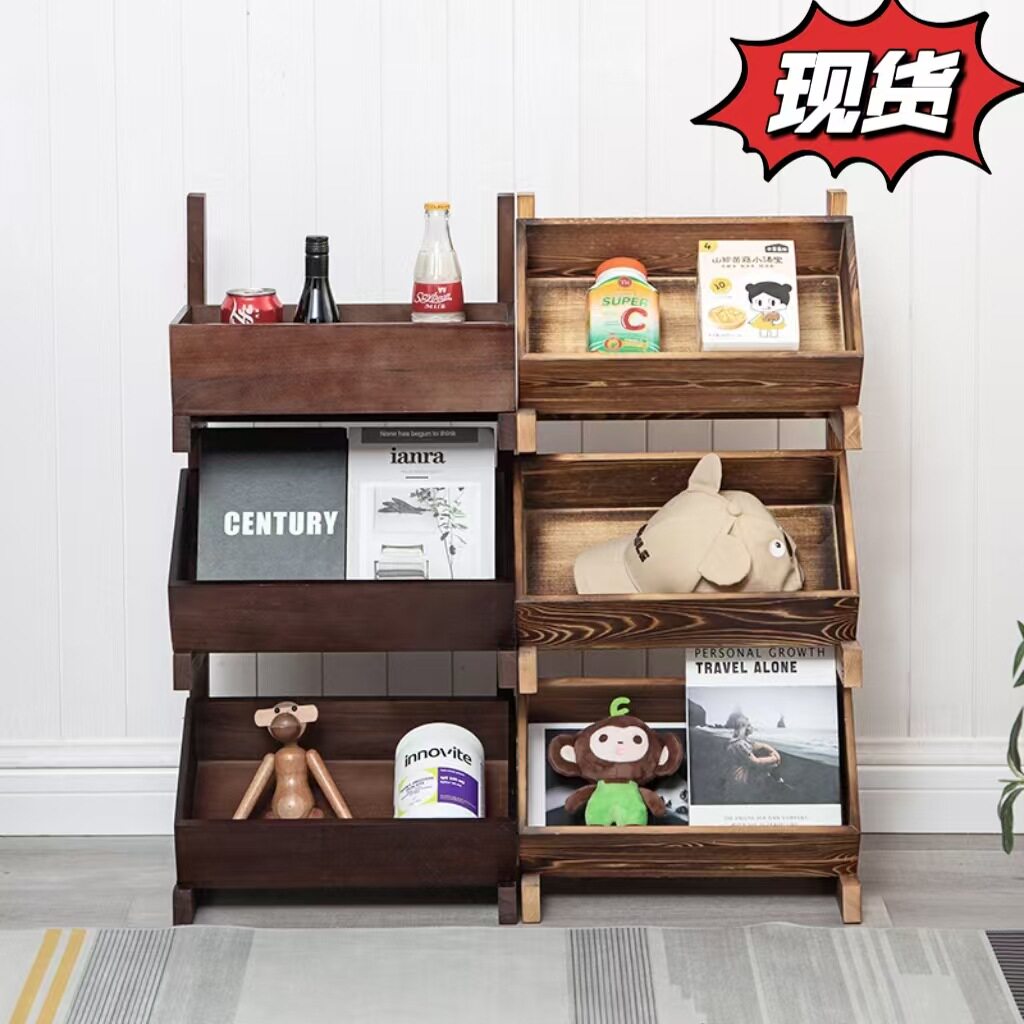 现货实木三层置物架落地式厨房多层杂物收纳架家用蔬菜水果置物架
