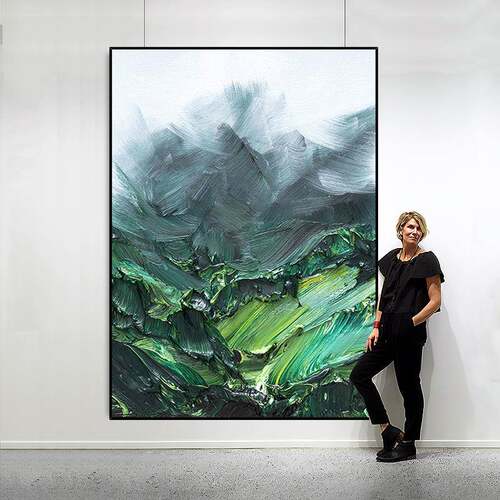 约纯手绘油画抽象玄关肌艺理术装饰画走廊道现代简986立体厚重彩