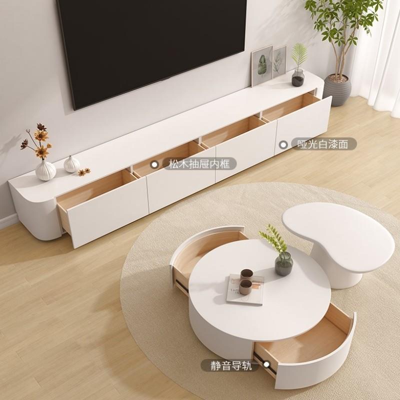 白色烤漆实合木视柜854柜客厅视听茶几组柜现代简约电地柜收纳柜