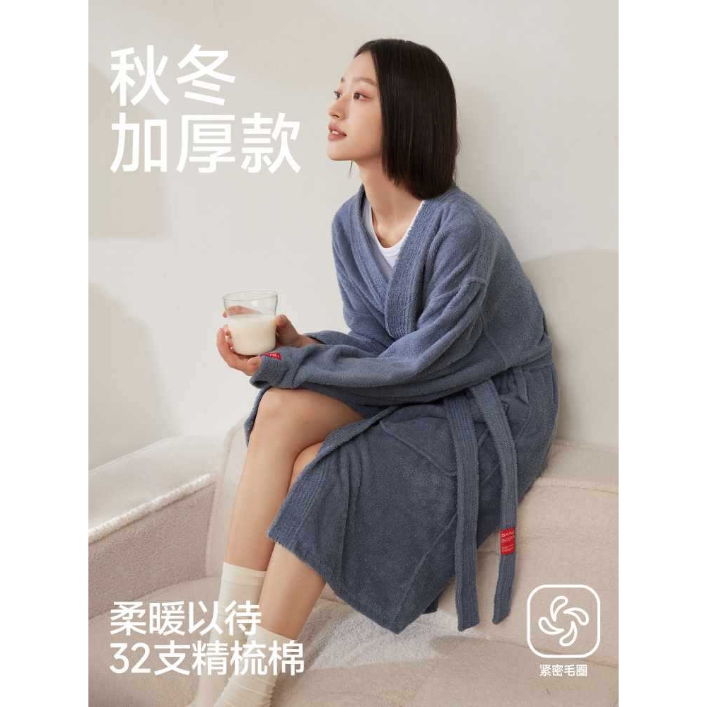 浴衣华夫酒店速干春夏纯棉吸水浴袍女夏细腻柔软可穿浴巾睡袍男格