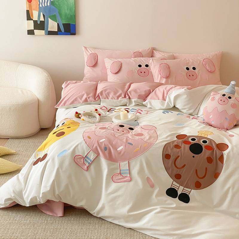 新款A类全棉水洗棉贴布绣四件套纯棉刺绣卡通三件套送小抱枕,电子元器件市场,其它元器件,淘宝优惠券,粉丝福利购,淘宝优惠卷