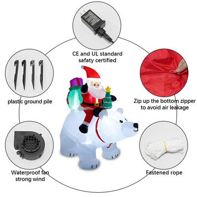 境圣诞节气模气发光圣诞老人骑HCR在北熊极上手持跨圣诞树庭充院