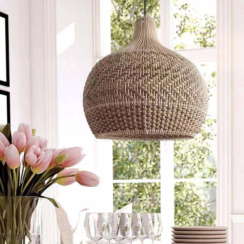复古藤艺吊灯手工编藤6666灯罩中式餐饭店客厅卧室酒书房吧藤厅艺,家装灯饰光源,智能吊灯,淘宝优惠券,粉丝福利购,淘宝优惠卷
