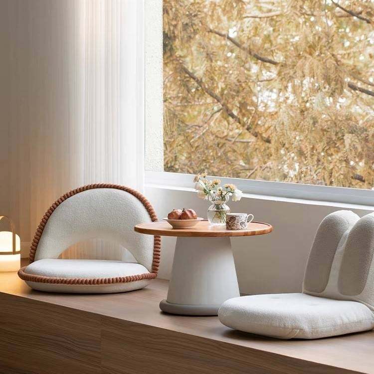 可折叠旋转榻榻米坐垫座椅卧室靠背飘窗椅单人可拆洗奶油风小沙发