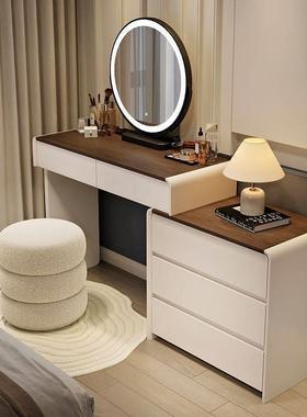 奶油风实木妆台桃色化妆台斗现柜一梳体代简胡约款化妆桌新款RRU
