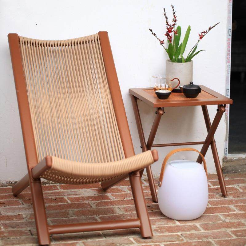 1椅户外懒阳台庭院休闲椅背靠藤椅人椅网红民宿折躺叠桌椅躺椅