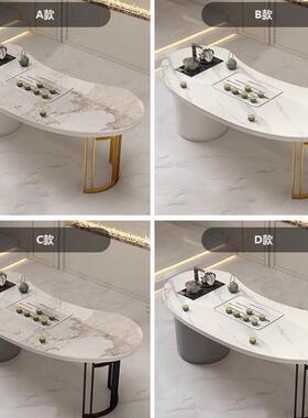 轻岩板奢茶桌阳台用小茶台现代BXD简约家办茶公室几茶具泡茶桌一