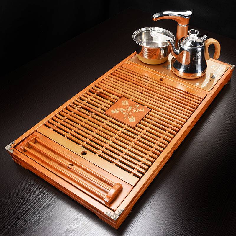 茶盘厂家直销 茶具套装四合一 精品实木柯木茶台年年有余马到功成