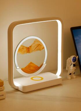 新款沙画小卧夜ED宿舍室氛围照灯明沙漏灯流沙L画IBN台灯无线快充