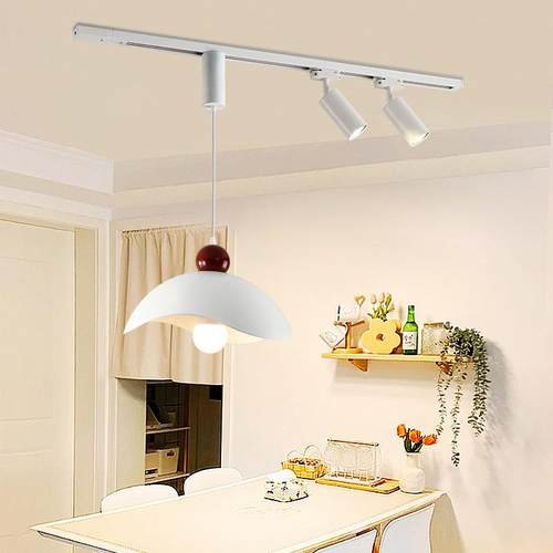 可升降悬停移红吊动轨道吊灯油风现代简奶约网新款饭厅岛台628餐