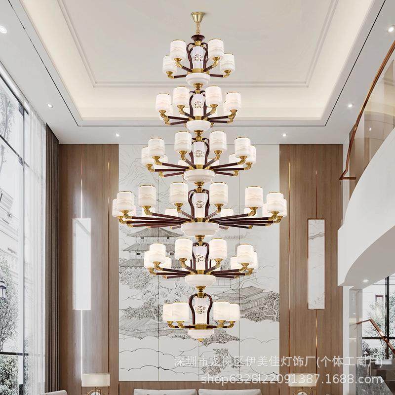 厅新中式客厅吊灯全铜实木中国26风高端大餐卧室气灯别墅款灯新具,家装灯饰光源,智能吊灯,淘宝优惠券,粉丝福利购,淘宝优惠卷