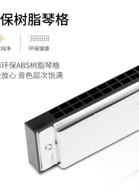 东O方鼎EACSTTP复24孔音口琴嵌入式蓝色皮盒T2HZM402升级款#ADEGF