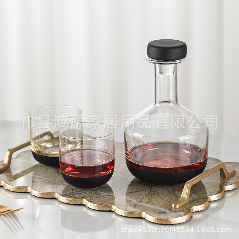 现货水晶玻璃威士忌酒具套装家用渐变烟熏祁县条纹威士忌酒具套装