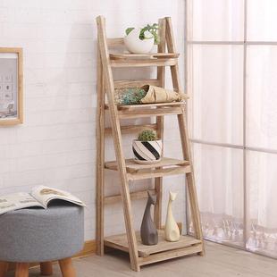 阳台花架实木落地式多层置物架232盆白色花折室客厅内架子可叠