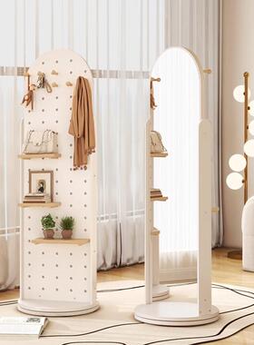 身镜洞洞板可旋转穿衣用镜家帽架镜子VLH置物架落地镜女衣生试全