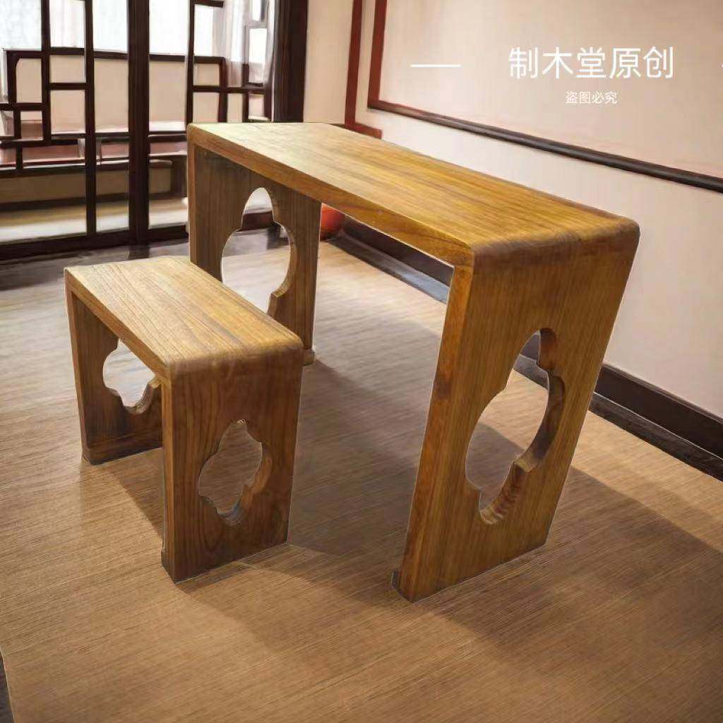 木体共鸣实仿古整琴桌国学茶桌书法燕桌尾榫古琴桌凳烧桐102木桌
