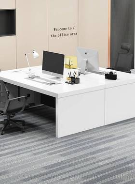 白色办公桌老板办电公桌室简约代经J01理主管桌椅组合家现用脑书