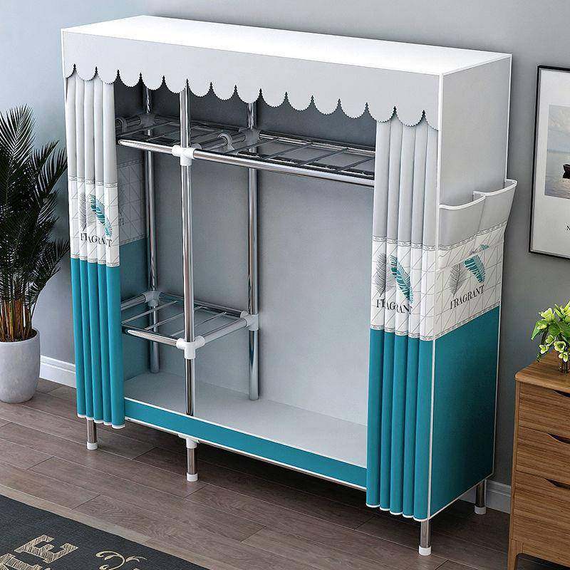 卧简易衣柜家用室钢架钢管加厚加粗加固实耐用结层组装分收纳衣橱