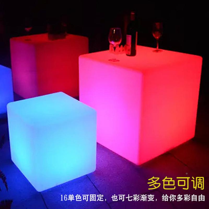 户外防雨灯LED七发光39574立方体道创意正方形凳子具彩网红装饰具