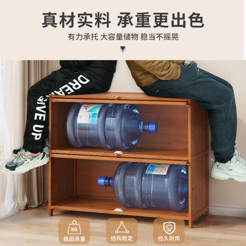 卧室儿童书柜带门家用YHG厅落地楼楠竹书架客矮柜组合式美梯下储