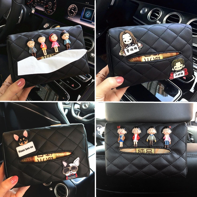 创意车载皮革抽纸盒 汽车抽纸袋车用挂式遮阳T板扶手箱纸巾盒