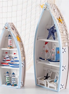 地中海夏季橱窗k美陈布置创意船型展示柜船柜海洋主题装饰道具