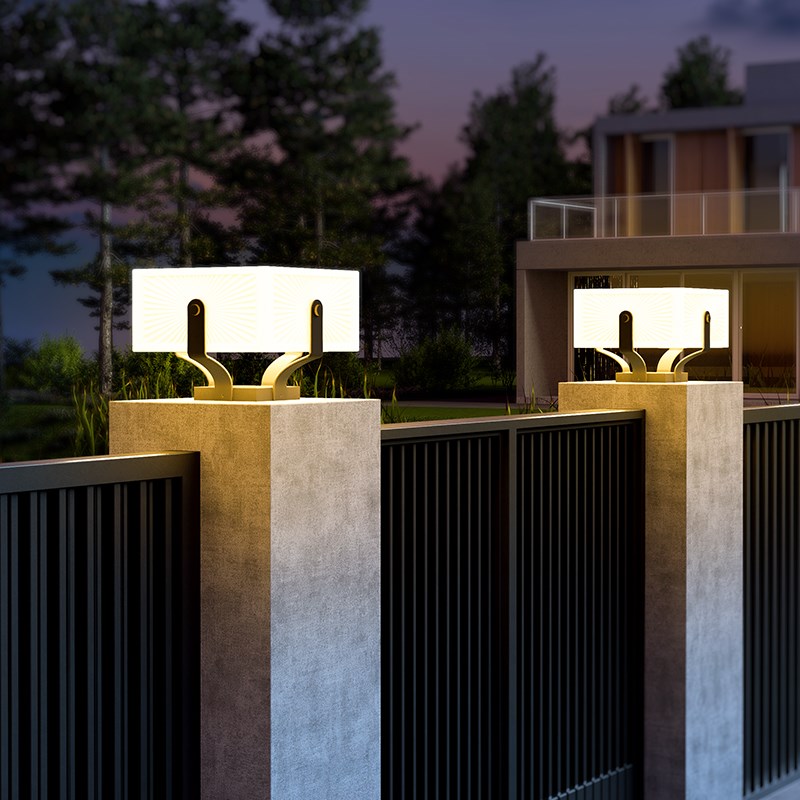 不锈钢太阳能柱头灯户外防水庭院灯接电款花园P别墅大门柱子灯围