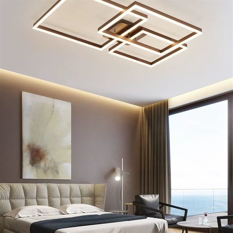 客厅吸顶灯北欧创意铝材卧室灯简约C方形家用餐厅主灯中山灯具组