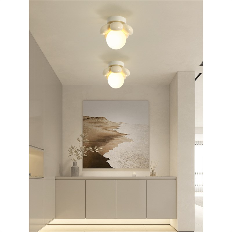 过道灯走廊简约创意奶油r风花朵装饰浪漫温馨卧室床头灯玄关吸顶