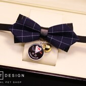 小色猫 手工宠物英伦铃铛蝴蝶领结猫咪狗狗刻字身份牌项圈泰迪