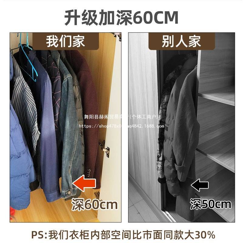 柏力鑫对开门大衣柜现代简约木制家用卧室柜子小户型出租房衣橱