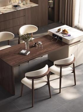 中古风岛台中岩板岛台餐桌体45677现代简约可用伸缩家多能功一储