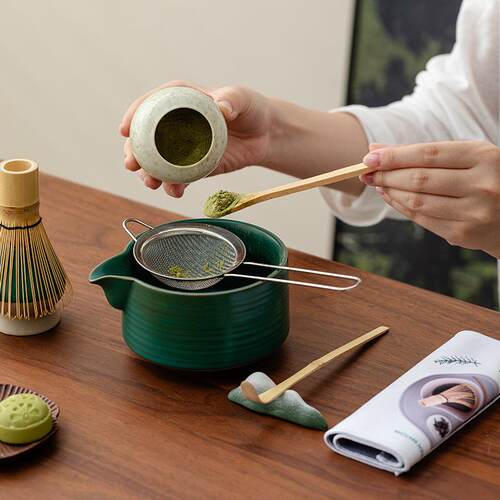 Ja茶panese Matcha 复抹茶碗套Tea Set 日式玛绿古8件套瑙抹茶碗