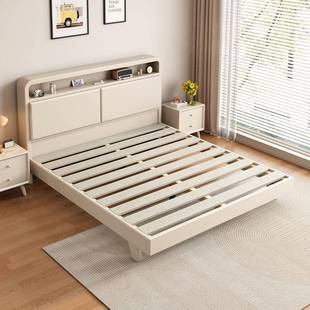 奶油风床实木1床现代简租F06 约白色.8米人床主卧1.5双米出房用床